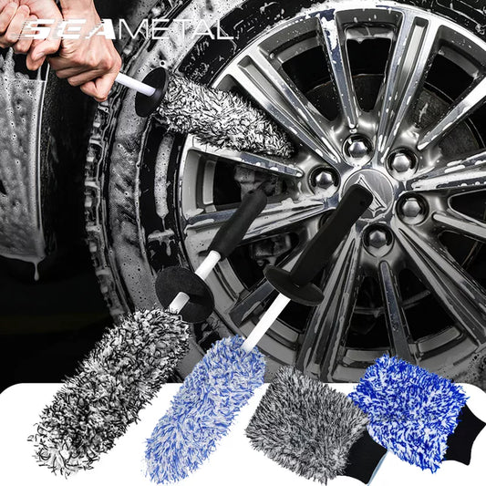 Car Wash Microfiber Gloves & Brushes Set